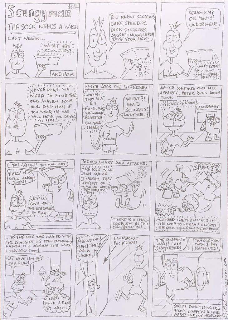 Scungyman comic number4. The Sock Needs A Wash. 